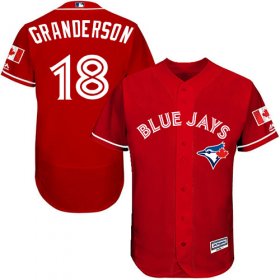 Wholesale Cheap Blue Jays #18 Curtis Granderson Red Flexbase Authentic Collection Canada Day Stitched MLB Jersey