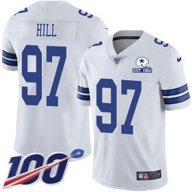 Wholesale Cheap Nike Cowboys #97 Trysten Hill White Men\'s Stitched With Established In 1960 Patch NFL 100th Season Vapor Untouchable Limited Jersey