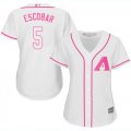 Wholesale Cheap Diamondbacks #5 Eduardo Escobar White/Pink Fashion Women's Stitched MLB Jersey