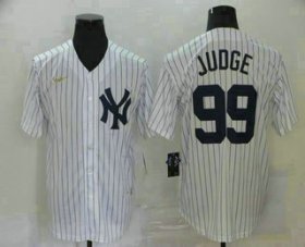 Wholesale Cheap Men\'s New York Yankees #99 Aaron Judge White Throwback Stitched MLB Cool Base Nike Jersey