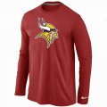 Wholesale Cheap Nike Minnesota Vikings Logo Long Sleeve T-Shirt Red