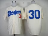 Wholesale Cheap Mitchell And Ness 1955 Dodgers #30 Maury Wills Cream Throwback Stitched MLB Jersey