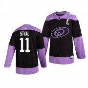 Wholesale Cheap Carolina Hurricanes #11 Jordan Staal Adidas Men's Hockey Fights Cancer Practice NHL Jersey Black