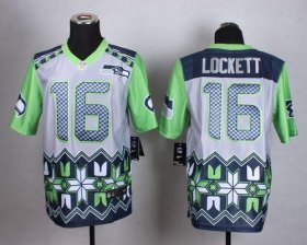 Wholesale Cheap Nike Seahawks #16 Tyler Lockett Grey Men\'s Stitched NFL Elite Noble Fashion Jersey