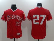 Wholesale Cheap Men's Los Angeles Angels #27 Mike Trout Red Flex Base Stitched Baseball Jersey