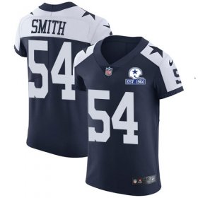 Wholesale Cheap Nike Cowboys #54 Jaylon Smith Navy Blue Thanksgiving Men\'s Stitched With Established In 1960 Patch NFL Vapor Untouchable Throwback Elite Jersey