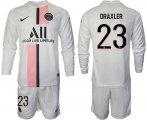 Wholesale Cheap Men 2021-2022 ClubParis Saint-Germainaway white Long Sleeve 23 Soccer Jersey