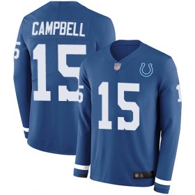 Wholesale Cheap Nike Colts #15 Parris Campbell Royal Blue Team Color Men\'s Stitched NFL Limited Therma Long Sleeve Jersey