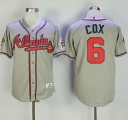 Wholesale Cheap Mitchell And Ness 1995 Braves #6 Bobby Cox Grey Throwback Stitched MLB Jersey