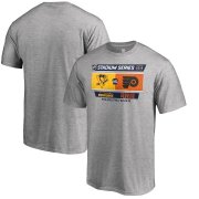 Wholesale Cheap Men's Pittsburgh Penguins vs. Philadelphia Flyers Heather Gray 2019 Stadium Series Matchup T-Shirt