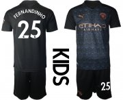 Wholesale Cheap Youth 2020-2021 club Manchester City away black 25 Soccer Jerseys