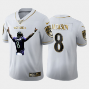 Cheap Baltimore Ravens #8 Lamar Jackson Nike Team Hero 4 Vapor Limited NFL 100 Jersey White Golden