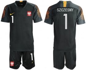 Wholesale Cheap Poland #1 Szczesny Black Goalkeeper Soccer Country Jersey