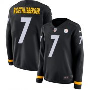 Wholesale Cheap Nike Steelers #7 Ben Roethlisberger Black Team Color Women's Stitched NFL Limited Therma Long Sleeve Jersey