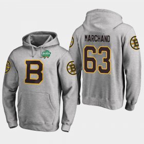 Wholesale Cheap Bruins #63 Brad Marchand Gray 2018 Winter Classic Fanatics Primary Logo Hoodie