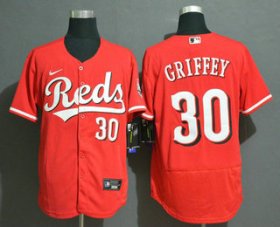 Wholesale Cheap Cincinnati Reds #30 Ken Griffey Jr Red Stitched MLB Flex Base Nike Jersey