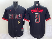 Wholesale Cheap Men's Cincinnati Reds #9 Joe Burrow Number Black 2023 City Connect Cool Base Stitched Baseball Jersey1