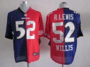 Wholesale Cheap Nike Ravens & 49ers #52 Ray Lewis & Patrick Willis Purple/Red Men's Stitched NFL Mixture Elite Jersey