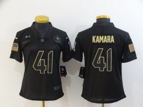 Wholesale Cheap Women\'s New Orleans Saints #41 Alvin Kamara Black 2020 Salute To Service Stitched NFL Nike Limited Jersey