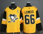 Wholesale Cheap Adidas Penguins #66 Mario Lemieux Gold Alternate Authentic Stitched NHL Jersey