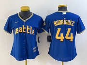 Wholesale Cheap Women's Seattle Mariners #44 Julio Rodriguez Blue 2023 City Connect Cool Base Stitched Jersey