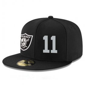Wholesale Cheap Oakland Raiders #11 Sebastian Janikowski Snapback Cap NFL Player Black with Silver Number Stitched Hat
