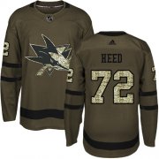 Wholesale Cheap Adidas Sharks #72 Tim Heed Green Salute to Service Stitched NHL Jersey