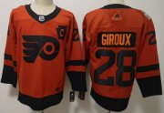 Wholesale Cheap Adidas Flyers #28 Claude Giroux Orange 2019 Stadium Series Stitched NHL Jersey