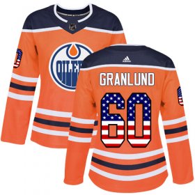 Wholesale Cheap Adidas Oilers #60 Markus Granlund Orange Home Authentic USA Flag Women\'s Stitched NHL Jersey