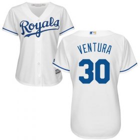 Wholesale Cheap Royals #30 Yordano Ventura White Home Women\'s Stitched MLB Jersey