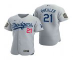 Wholesale Cheap Men's Los Angeles Dodgers #21 Walker Buehler Gray 2020 World Series Authentic Flex Nike Jersey