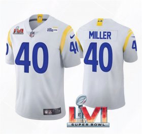 Wholesale Cheap Men\'s Los Angeles Rams #40 Von Miller 2022 White Super Bowl LVI Vapor Limited Stitched Jersey