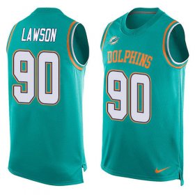 Wholesale Cheap Nike Dolphins #90 Shaq Lawson Aqua Green Team Color Men\'s Stitched NFL Limited Tank Top Jersey