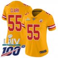Wholesale Cheap Nike Chiefs #55 Frank Clark Gold Super Bowl LIV 2020 Women's Stitched NFL Limited Inverted Legend 100th Season Jersey