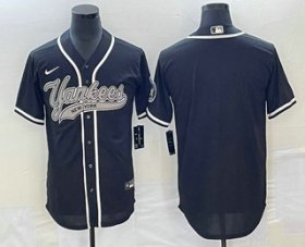 Cheap Men\'s New York Yankees Blank Black Cool Base Stitched Baseball Jerseys