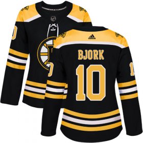 Wholesale Cheap Adidas Bruins #10 Anders Bjork Black Home Authentic Women\'s Stitched NHL Jersey