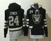 Wholesale Cheap Men's Oakland Raiders 24 Marshawn Lynch NEW Black Pocket Stitched NFL Pullover Hoodie