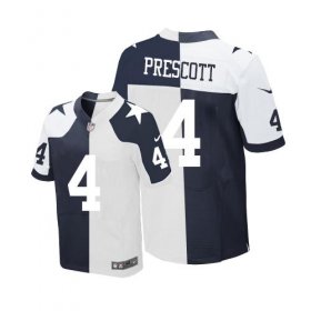 Wholesale Cheap Nike Cowboys #4 Dak Prescott Navy Blue/White Men\'s Stitched NFL Elite Split Jersey
