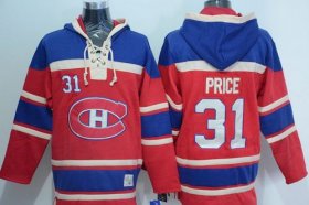 Wholesale Cheap Canadiens #31 Carey Price Red Sawyer Hooded Sweatshirt Stitched NHL Jersey
