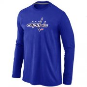 Wholesale Cheap NHL Washington Capitals Big & Tall Logo Long Sleeve T-Shirt Blue