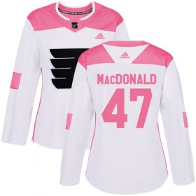 Wholesale Cheap Adidas Flyers #47 Andrew MacDonald White/Pink Authentic Fashion Women\'s Stitched NHL Jersey