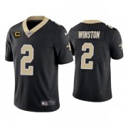 Wholesale Cheap Men's New Orleans Saints 2022 #2 Jameis Winston Black With 4-star C Patch Vapor Untouchable Limited Stitched NFL Jersey