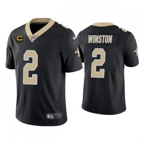 Wholesale Cheap Men\'s New Orleans Saints 2022 #2 Jameis Winston Black With 4-star C Patch Vapor Untouchable Limited Stitched NFL Jersey