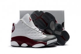 Wholesale Cheap Kids\' Air Jordan 13 Retro Shoes White/Deep red-Grey
