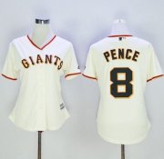 Wholesale Cheap Giants #8 Hunter Pence Cream Women's Home Stitched MLB Jersey