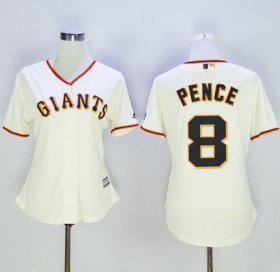 Wholesale Cheap Giants #8 Hunter Pence Cream Women\'s Home Stitched MLB Jersey