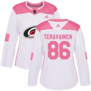 Wholesale Cheap Adidas Hurricanes #86 Teuvo Teravainen White/Pink Authentic Fashion Women's Stitched NHL Jersey