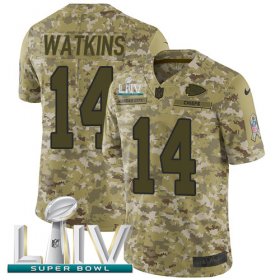Wholesale Cheap Nike Chiefs #14 Sammy Watkins Camo Super Bowl LIV 2020 Men\'s Stitched NFL Limited 2018 Salute To Service Jersey