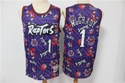 Wholesale Cheap Men's Toronto Raptors #1 Tracy McGrady Purple Tear Up Pack Mitchell & Ness Swingman Jeresy