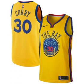 Wholesale Cheap Nike Golden State Warriors #30 Stephen Curry Gold NBA Swingman City Edition Jersey